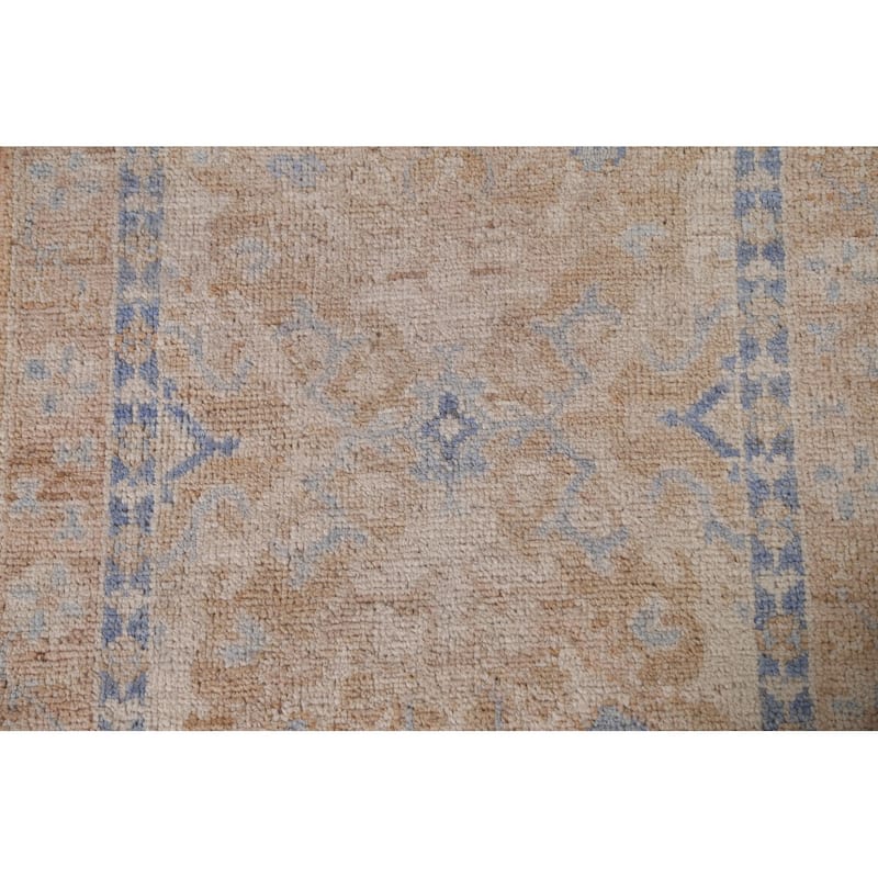 Hand Knotted Oriental 100% Wool Carpet Transitional Geometric Oranges & Rust Oushak Area Rug - 3' 0'' X 2' 0''
