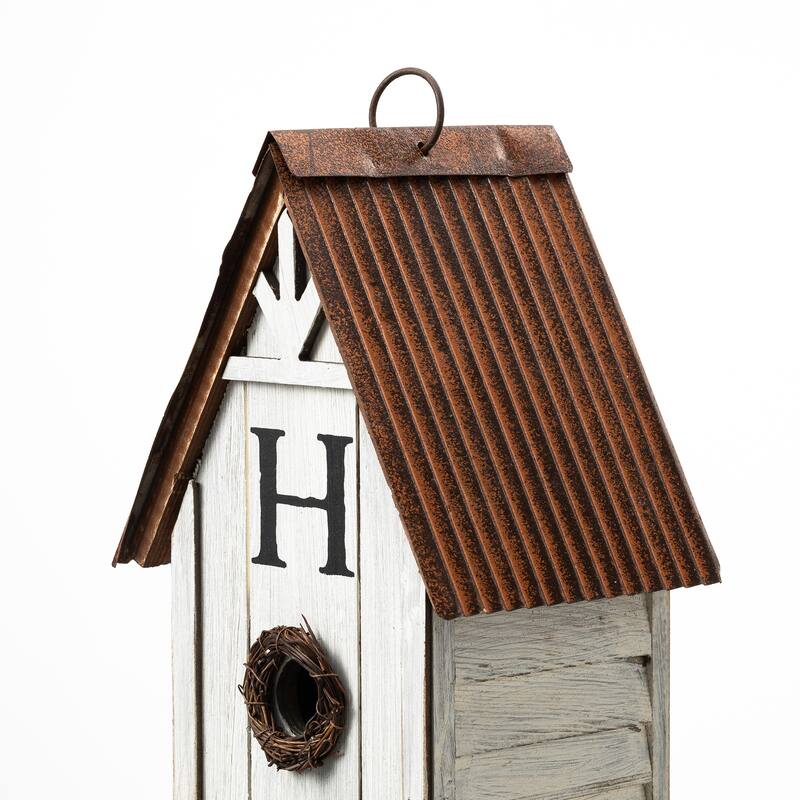 Glitzhome 14"H Farmhouse Solid Wood "HOME" Birdhouse