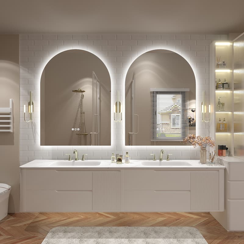UL Certified Arched LED Anti-fog Tempered Glass Wall Bathroom Vanity Mirror