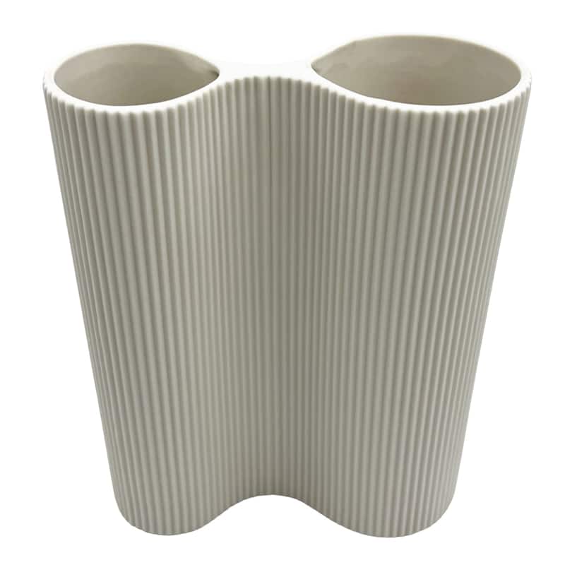 10 Inch Tall Modern White Ceramic Vase
