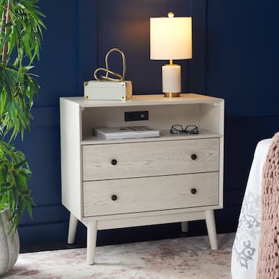 SAFAVIEH Scully 2-Drawer 1-Shelf Chest with USB Charging Port