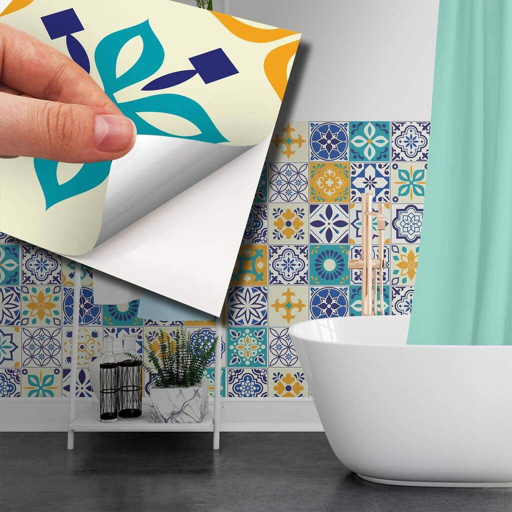 Walplus Canary Spanish 6" Peel and Stick Backsplash Tile Stickers 48pc