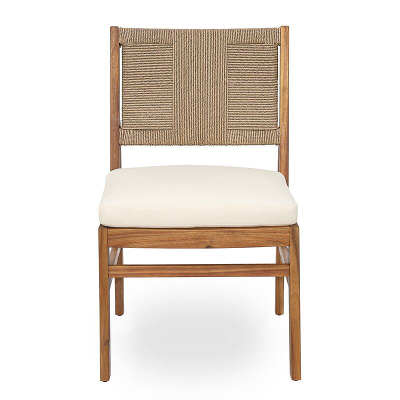 Christopher Knight Home - Itsuko 6-Piece Outdoor Acacia Wood Dining Set with Woven Wicker Back Chairs, Bench & Slat Dining Table