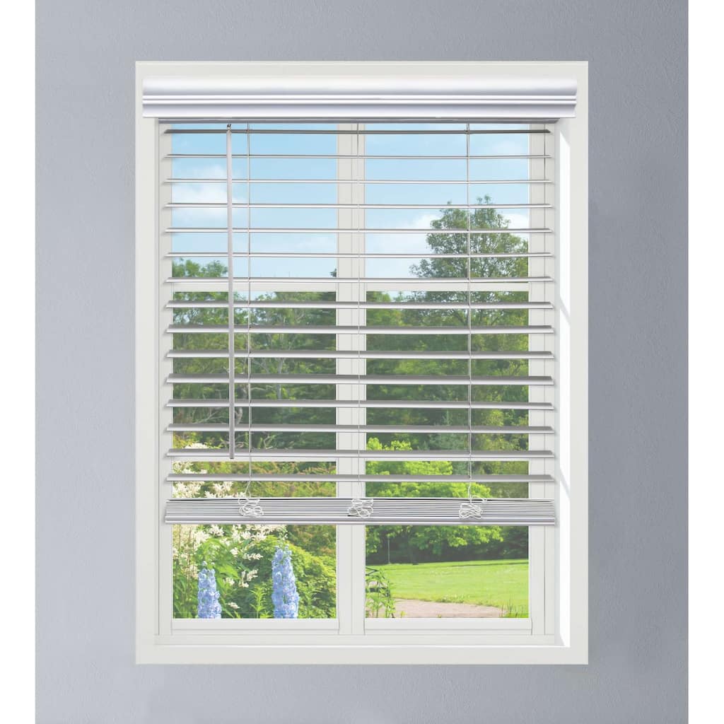 Linen Avenue Cordless Faux Wood Blind, Partial Inside Mount (Arrives ½ Inch Narrower)
