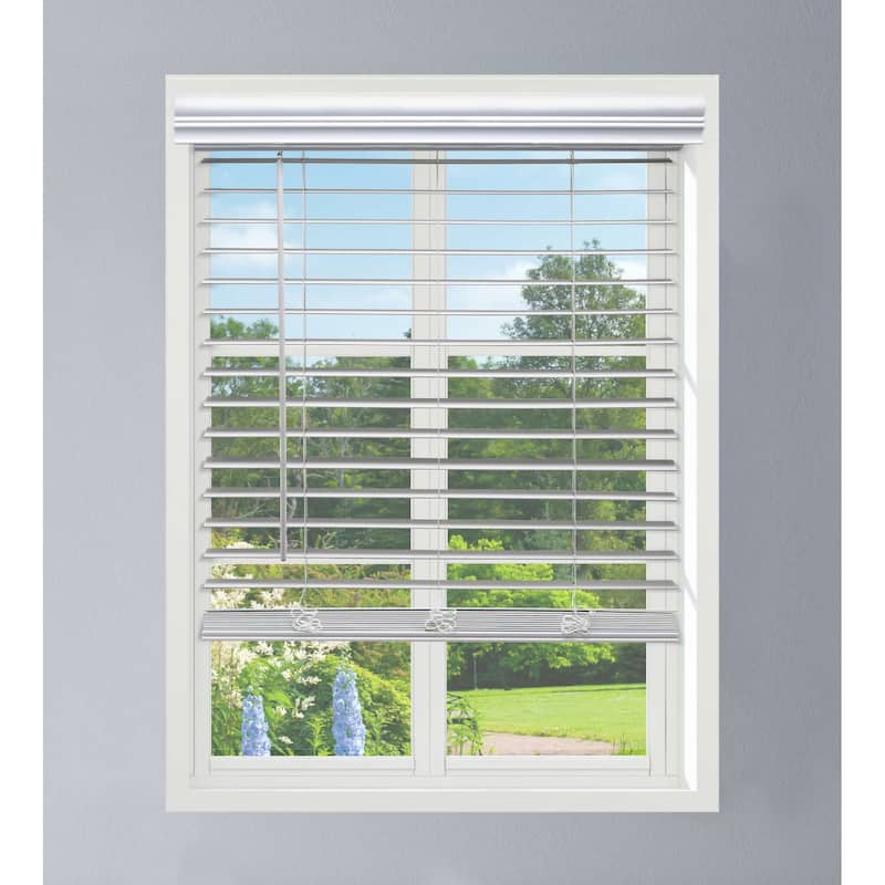 Linen Avenue Cordless Faux Wood Blind, Partial Inside Mount (Arrives ½ Inch Narrower)