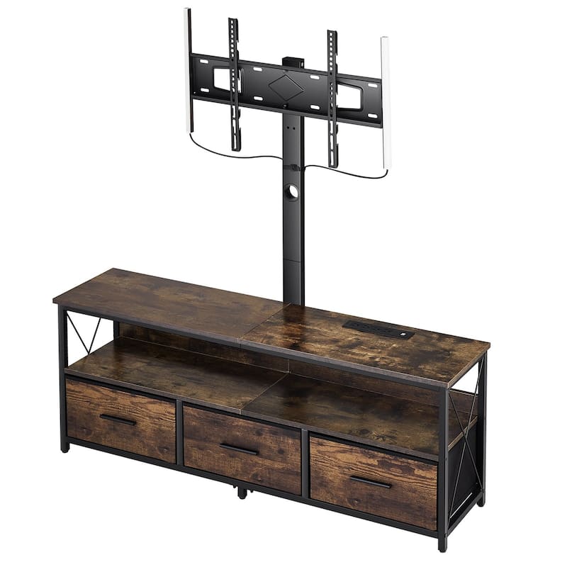 52" TV Stand with Mount for 75" TVs, Adjustable with Storage Drawers - 50.8 x 11.8 x 20.1 in