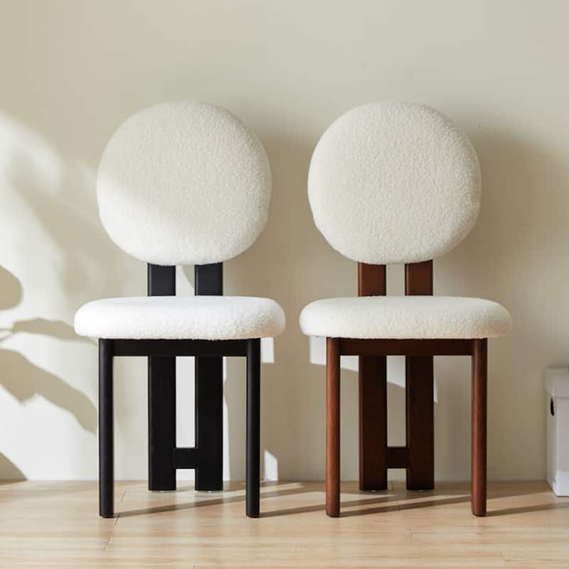 Set of 2 Sherpa Upholstered Dining Chairs & Vanity Chair