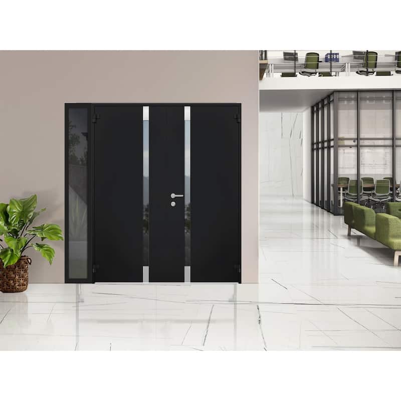 VDOMDOORS | Front Door Exterior Door | Fiberglass | Door Slab | 18x80, Black Entry Door Steel Entry Door Prehung Exterior Door