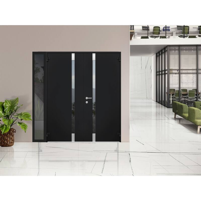 VDOMDOORS | Front Door Exterior Door | Fiberglass | Door Slab | 18x80, Black Entry Door Steel Entry Door Prehung Exterior Door