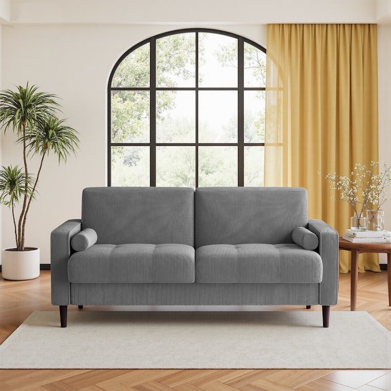 62.5'' W Corduroy Couch Upholstered Square Arm Sofa