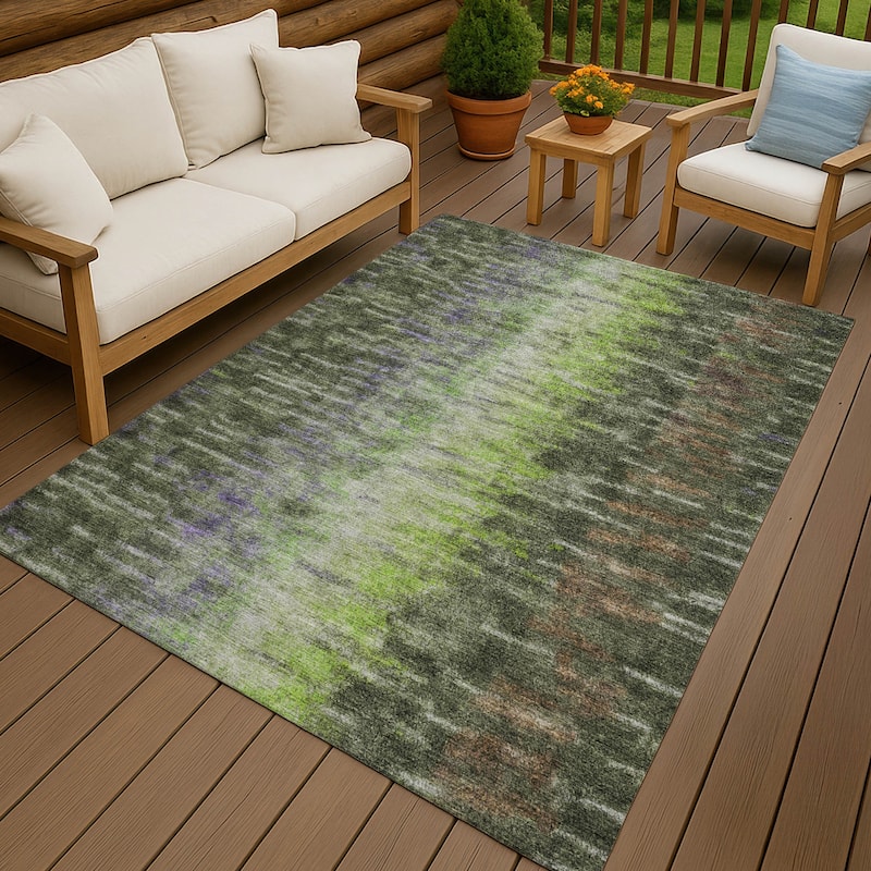 Machine Washable Indoor/ Outdoor Contemporary Ombre Chantille Rug