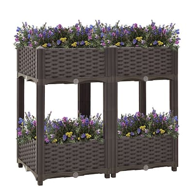 Raised Bed,Garden Raised Bed Planter Box, Trellis with Climbing Plants - 27.7"H