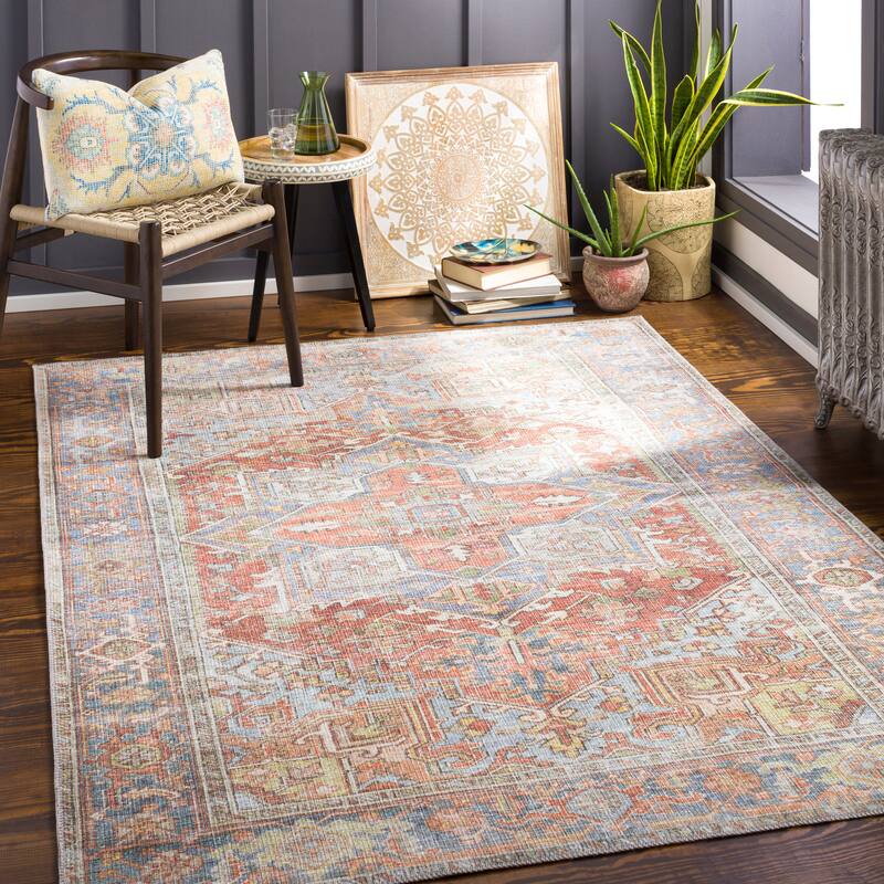 Livabliss Farhad Traditional Medallion Machine Washable Area Rug - 7'6" x 9'6" - Burnt Orange - Runner/Rectangle