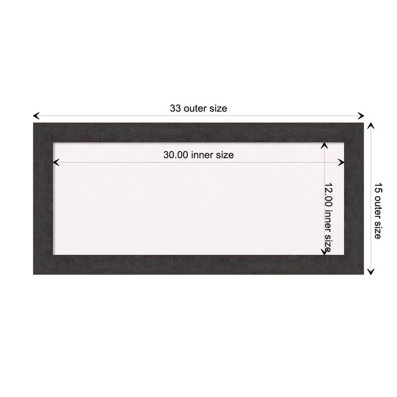 Rustic Plank Narrow Framed White Corkboard Bulletin Board - Rustic Plank Espresso Narrow - Board Size 30x12