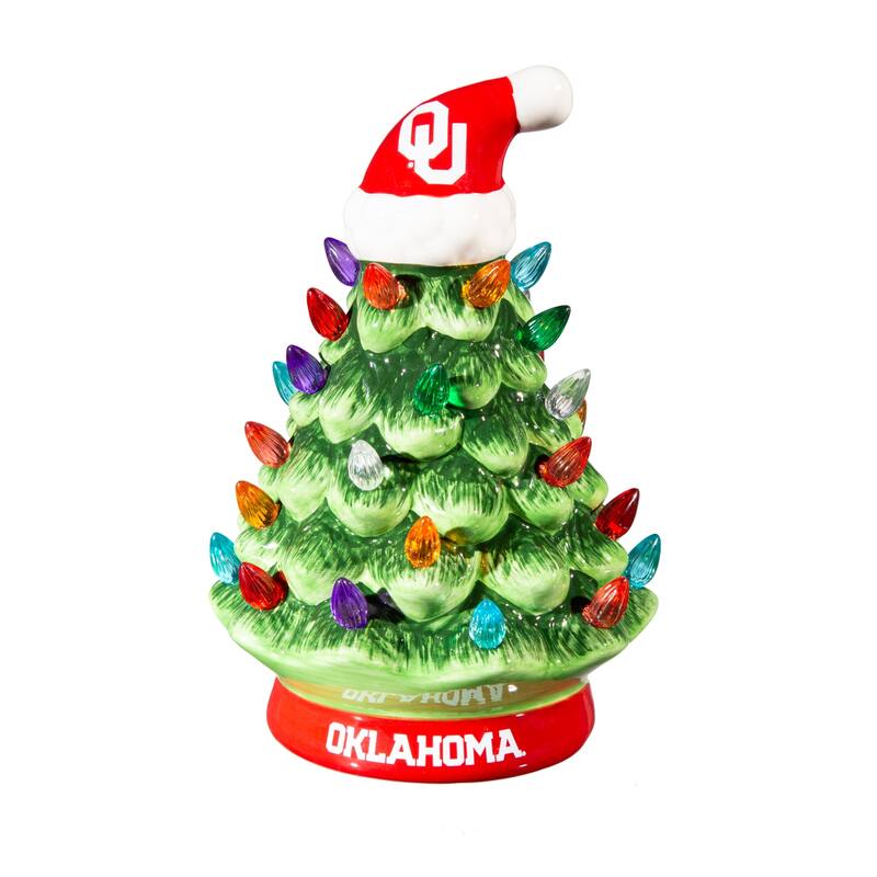 8" LED Ceramic Tabletop Christmas Tree, University of Oklahoma