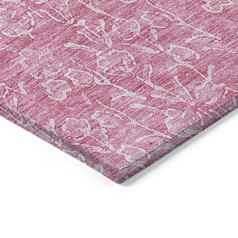 Machine Washable Indoor/ Outdoor Chantille Modern Floral Impressions Rug