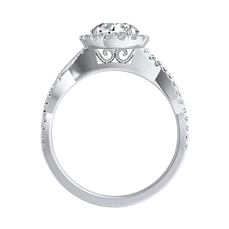 Auriya 14k Gold 1 1/2ct Round Moissanite Halo Diamond Engagement Ring 1/8ctw