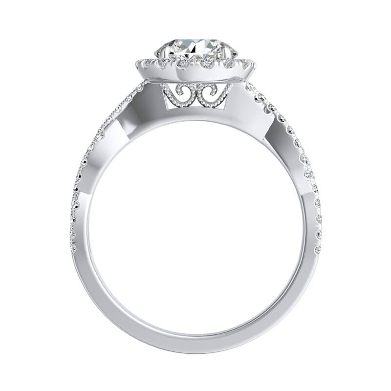 Auriya 14k Gold 1/2ct Round Moissanite Halo Diamond Engagement Ring 1/8ctw