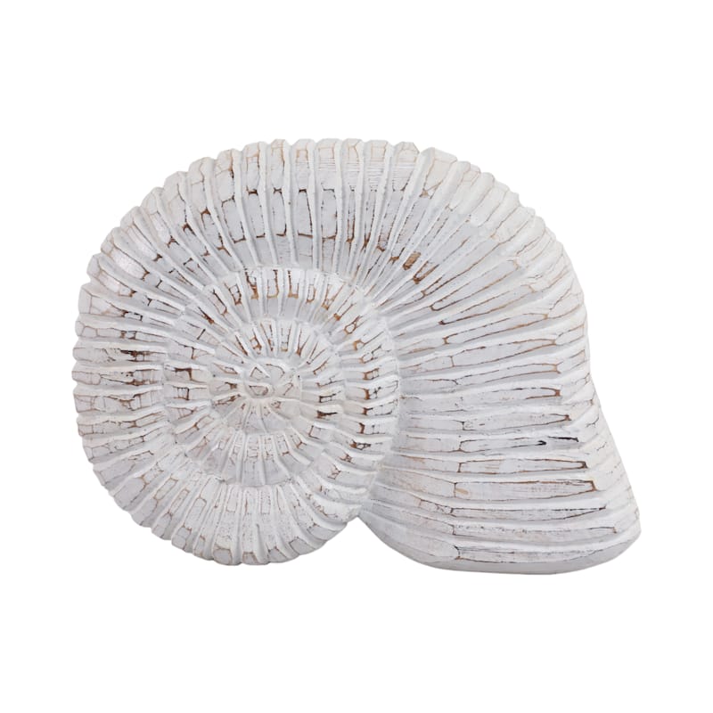 Handcrafted Wooden Nautical Shell Figurine Coastal-Inspired Details