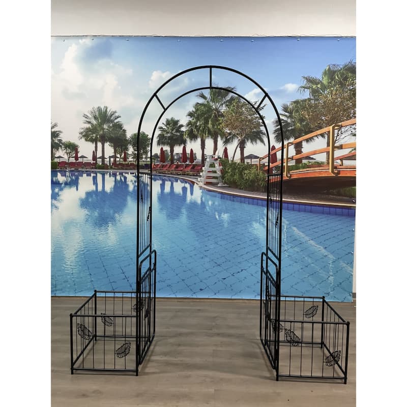 Metal Garden Arch with doors Garden Arbor Trellis Climbing Plants Support Arch Outdoor Arch