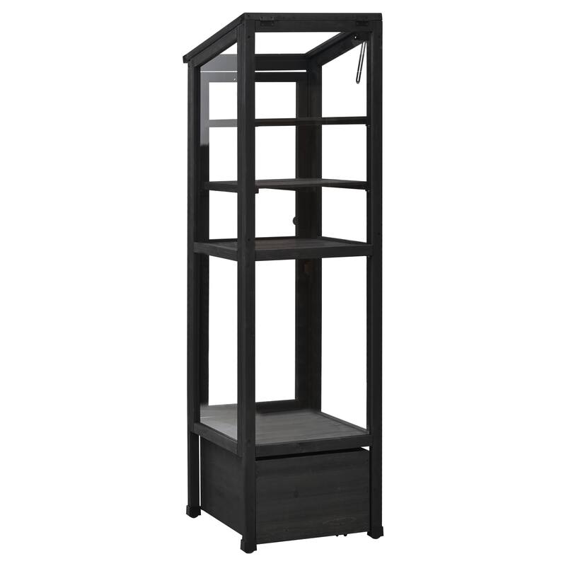 Roomfitters 62.4" Wood Garden Greenhouse with Movable Storage Box and Adjustable Shelves