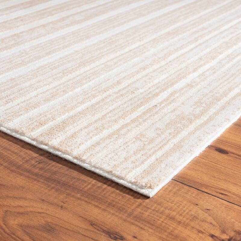 Sevita Cream/Beige Striped Contemporary Area Rug