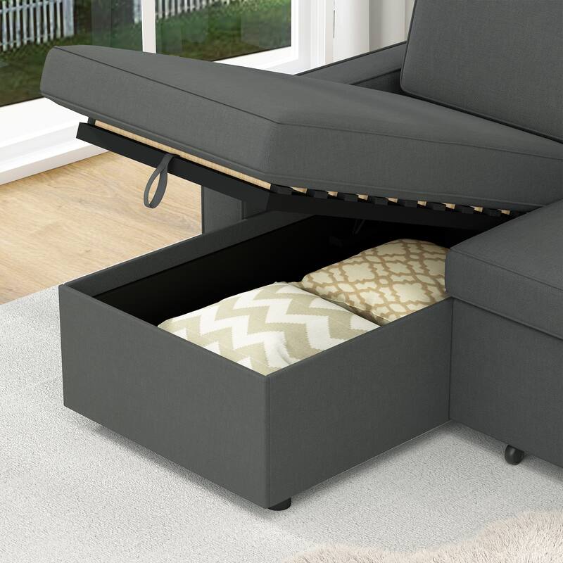 85.8" Pull Out Sleeper Sofa With USB Port And T-pyce Port