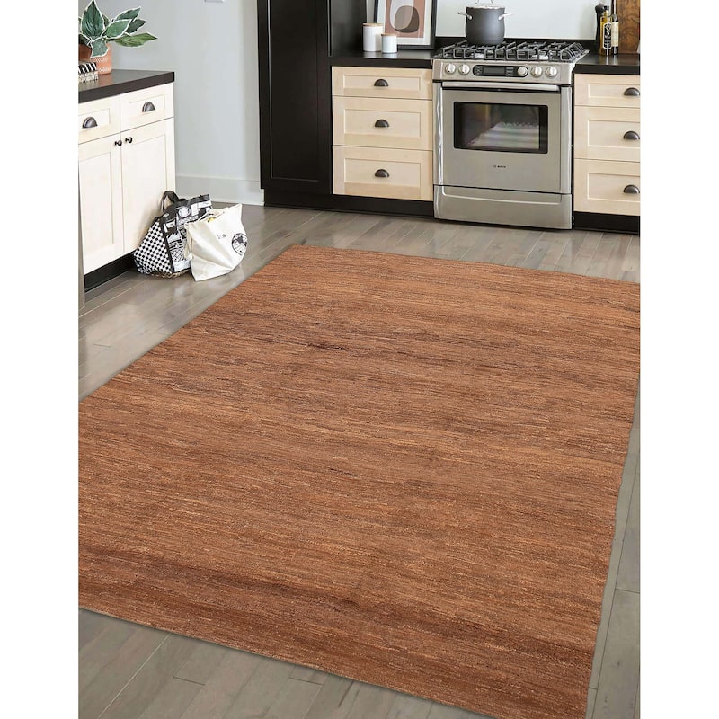 ECARPETGALLERY Flat-Weave Natural Brown Wool Tapestry Kilim - 9'9 x 8'11