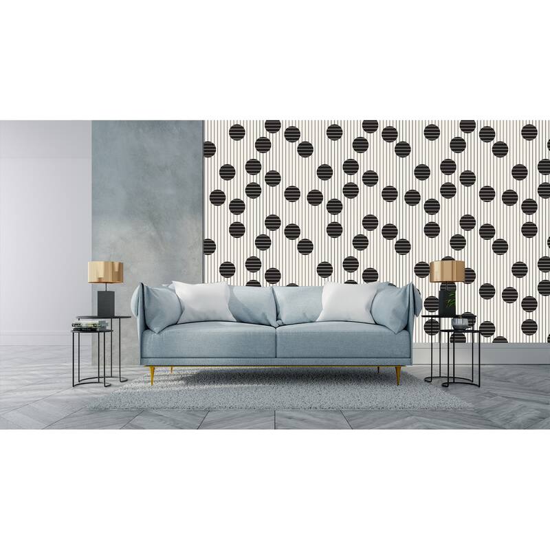 Vertical Striped Circles Removable Wallpaper - 10'ft H x 24''inch W