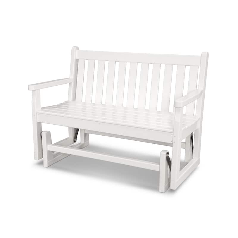 POLYWOOD Traditional 48-inch Outdoor Garden Glider Bench - White