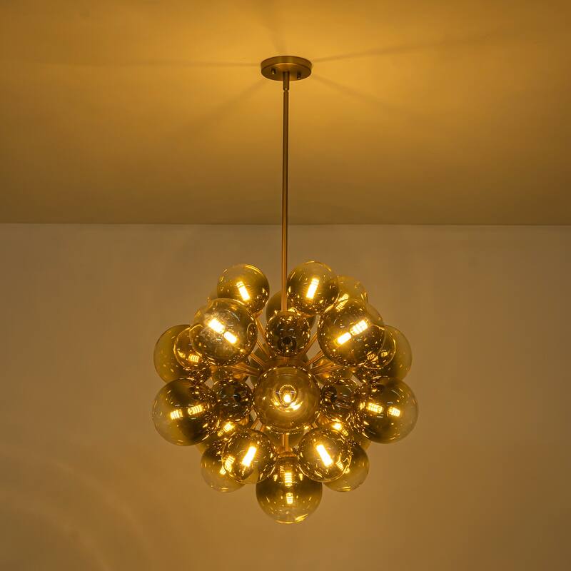 21-Light Modern Large Sputnik Cluster Glass Bubble Chandelier - W23.62" - W23.62"