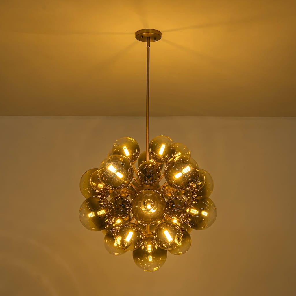 21-Light Modern Large Sputnik Cluster Glass Bubble Chandelier - W23.62"