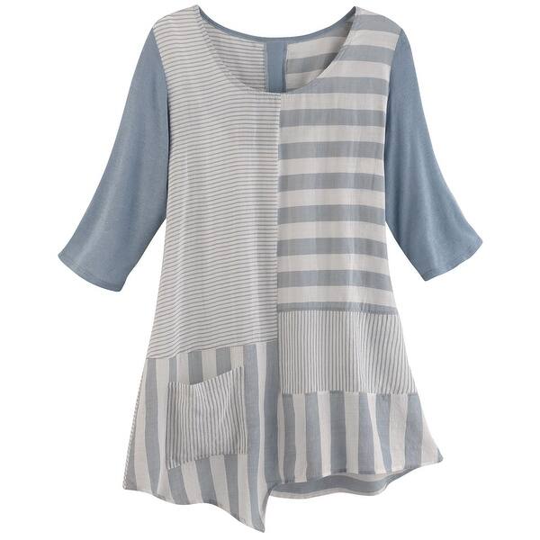 Shop Inside Out Women S Mixed Stripes Tunic Top Scoop Neck 3 4