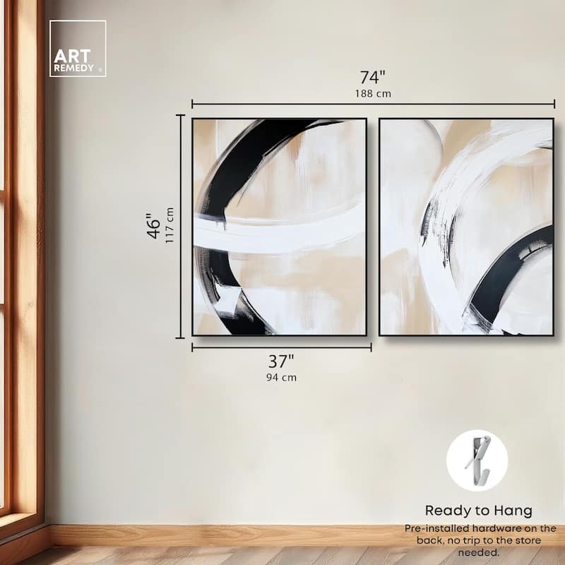 Neutral Interplay II Canvas Set of 2 by Art Remedy
