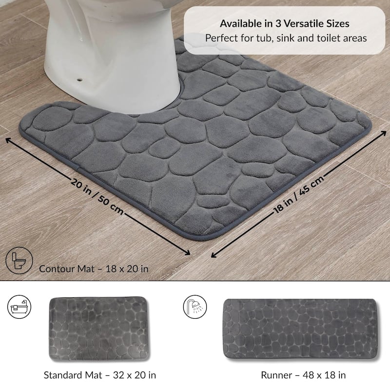 Memory Foam Contour Bath Mat Pebble Design 18x20