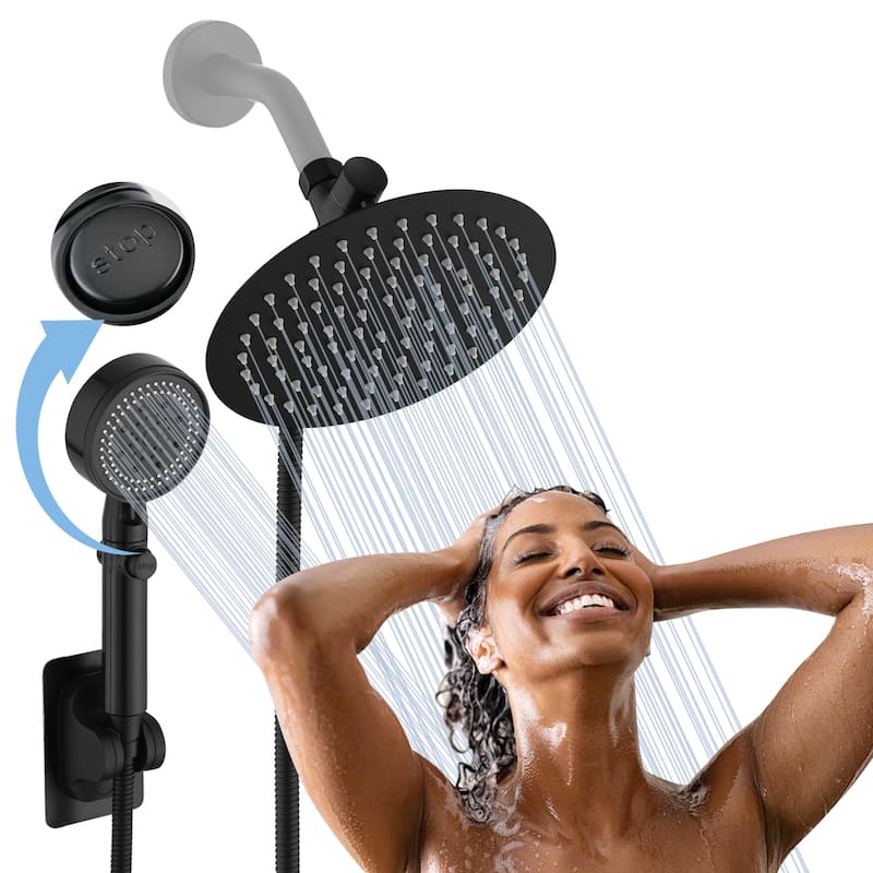 PROOX Dual Shower Head w/ High Pressure Shower Handheld Combo - Matte Black