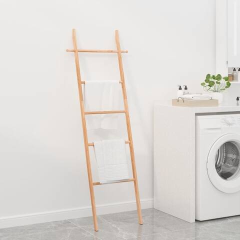 vidaXL Towel Ladder 66.9" Solid Wood Walnut - 16.9" x 1.6" x 66.9"