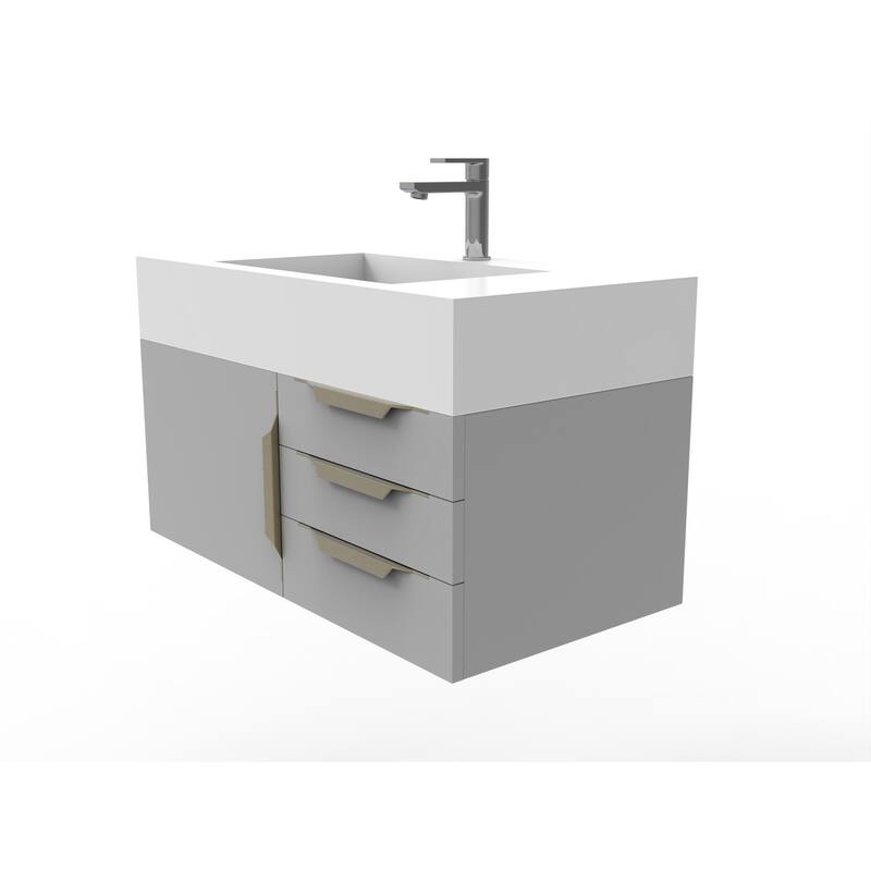Nile 36-Inch Wall Mounted Bathroom Vanity Set w/ White Top