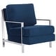 preview thumbnail 8 of 9, SAFAVIEH Walden Modern Tufted Velvet Chrome Accent Chair - 30" W x 33.5" D x 34.3" H