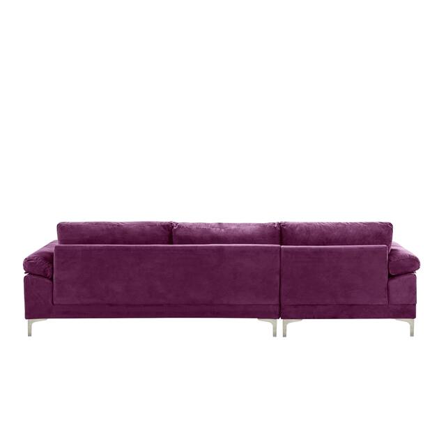 Velvet Upholstered L-Shape Sectional Sofa