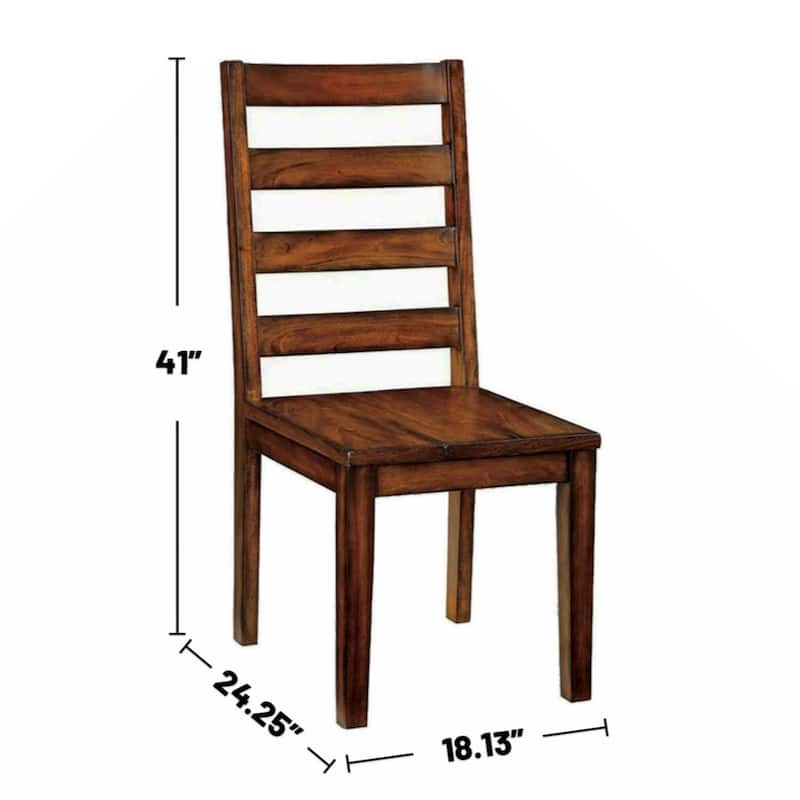 Set of 2 Wooden Dining Chairs in Tobacco Oak Finish