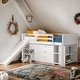preview thumbnail 2 of 7, Modern Twin Size Low Loft Bed with Cabinets,Shelves and Slide For Bedroom,Kids
