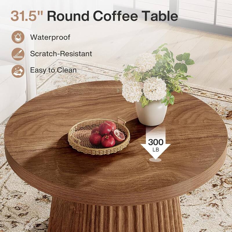 Round Coffee Table, 31.5" Modern Circle Center Table