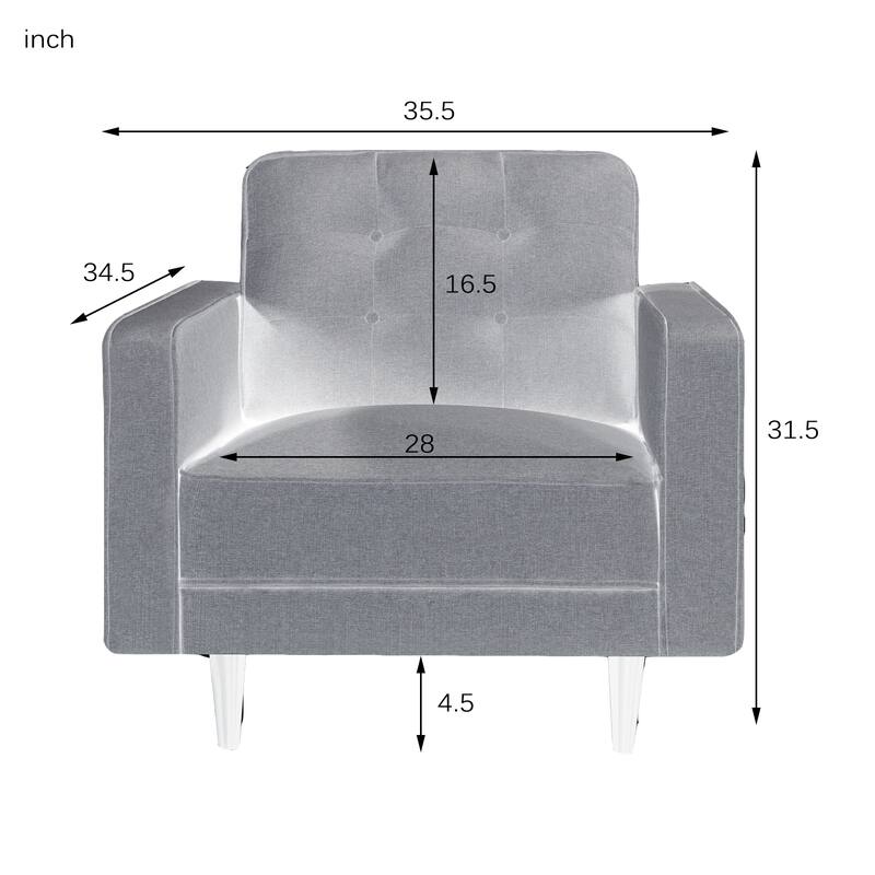 35 Inch Wide Accent Chair Upholstered Single Upholstered Lounge Club