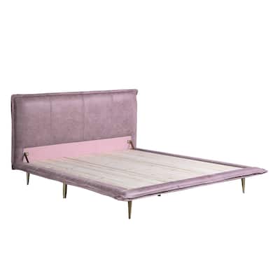 Queen Bed Frame Rustic Leather Bed Modern Platform Bed Pink Bedroom Furniture