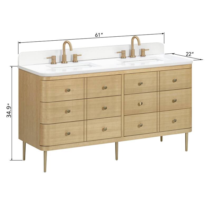 Serena Bathroom Vanity in Light Oak with White Engineered Stone Top
