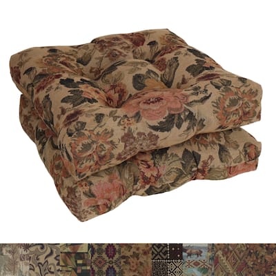 19-inch Square Tapestry Tufted Dining Chair Cushion (Multiple Patterns, Set of 1,2, or 4) - 19 x 19