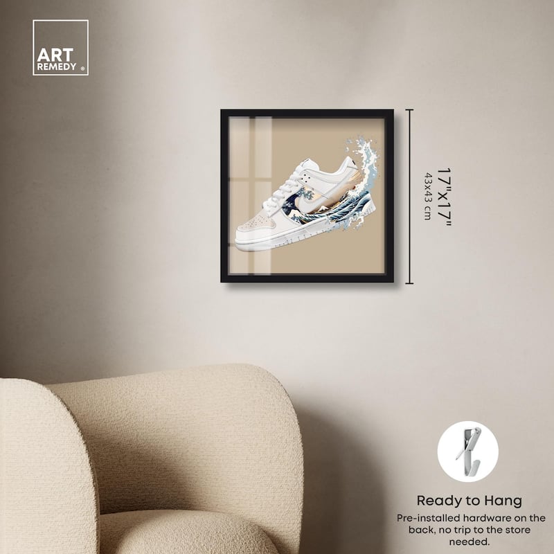 Great Wave Sneaker Splash Shadowbox by Art Remedy