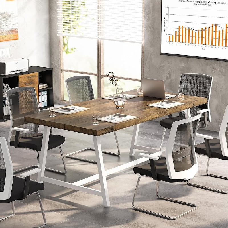 6FT Rectangle Conference Table, 70.9L Meeting Table for 6 People