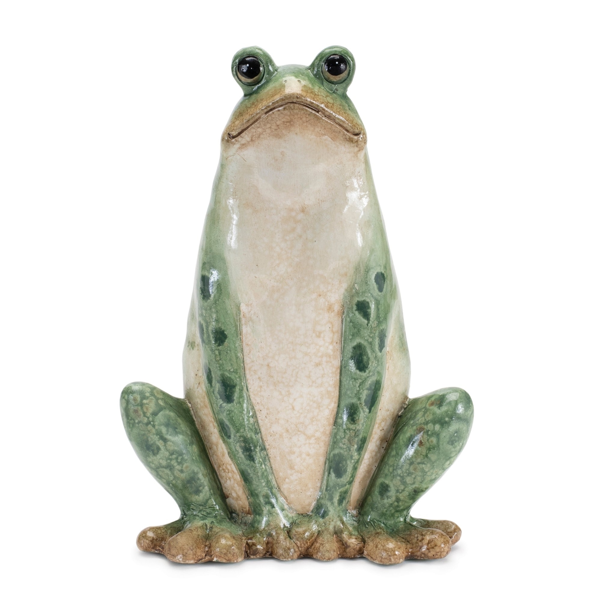 Sitting Frog Ceramic Outdoor Garden Statues - 10.5" - Set of 2